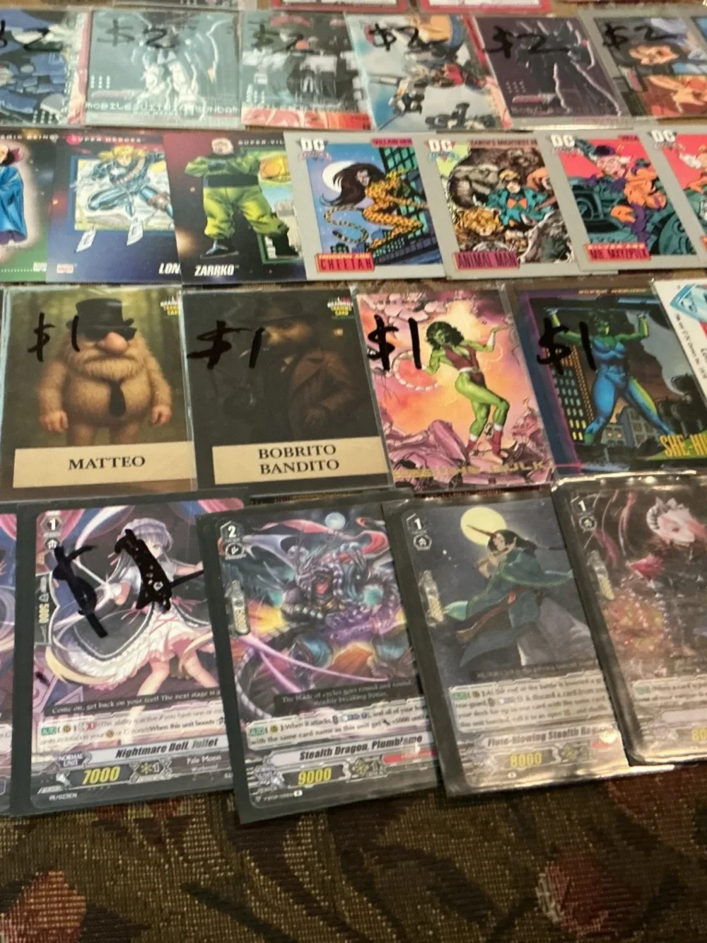 43 Trading Cards of Gundam Dc Marvel silver star MetaZoo cardfight & Brainrot